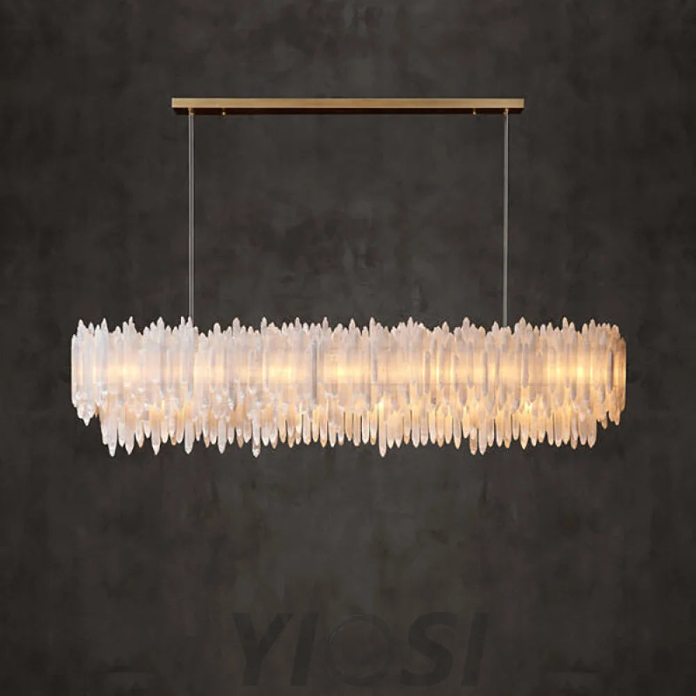 Art Selenite Layer Rectangular Chandelier Chandelier