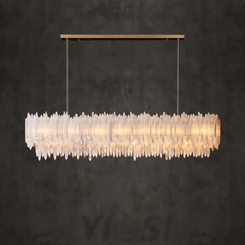 Art Selenite Layer Rectangular Chandelier Chandelier