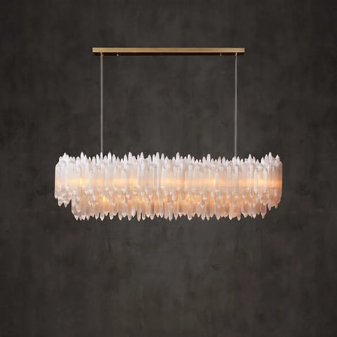 Art Selenite Layer Rectangular Chandelier 53.9’’ / Matte Black Chandelier