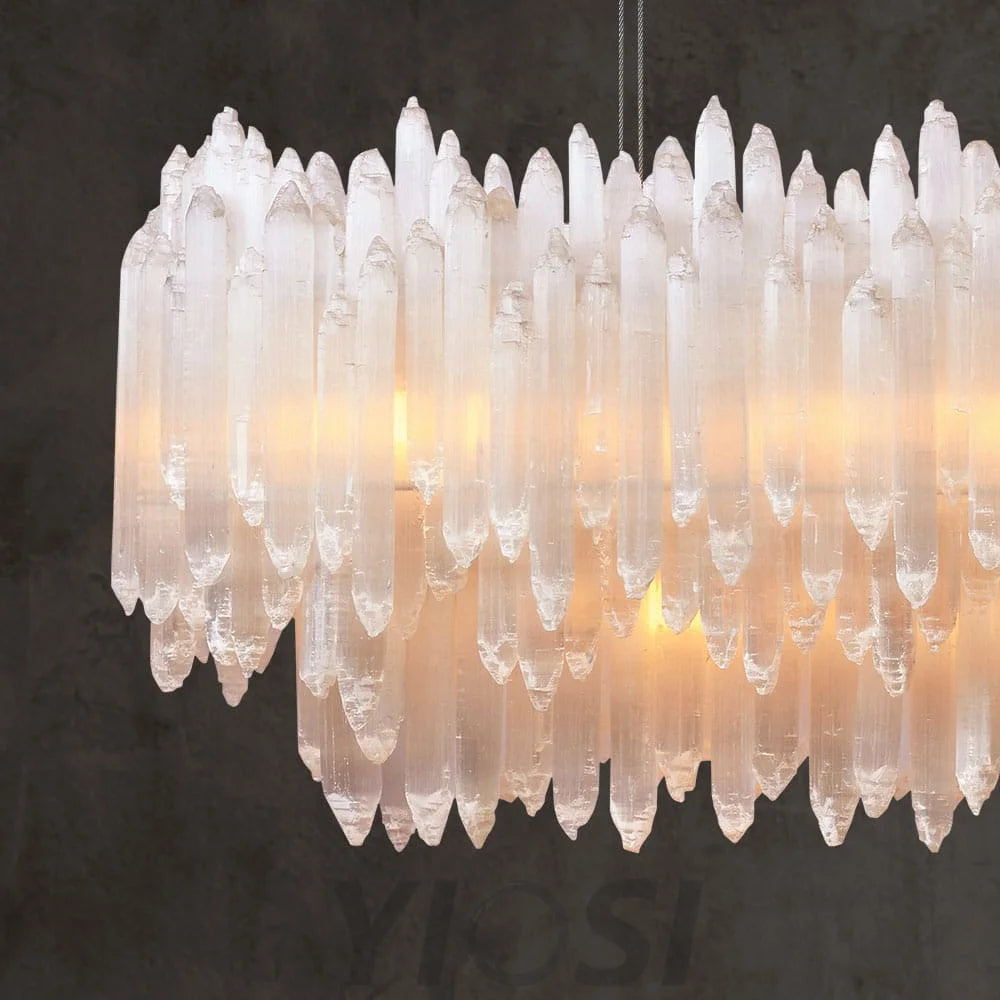 Art Selenite Layer Rectangular Chandelier Chandelier