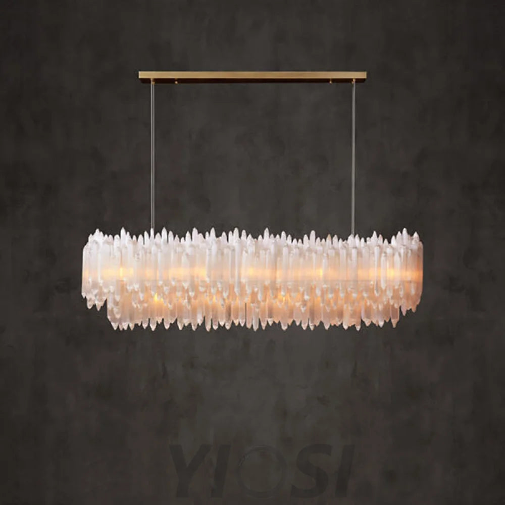 Art Selenite Layer Rectangular Chandelier Chandelier