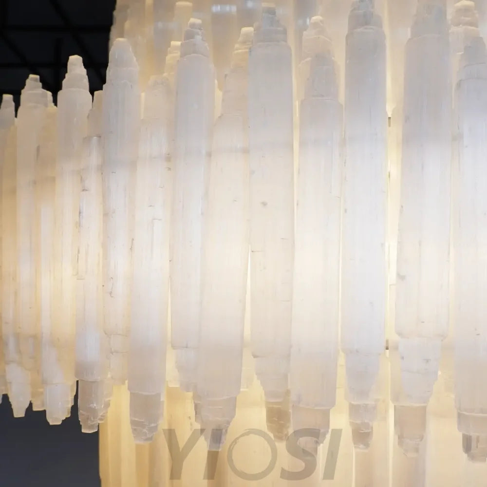 Art Selenite Layer Round Chandelier Chandelier