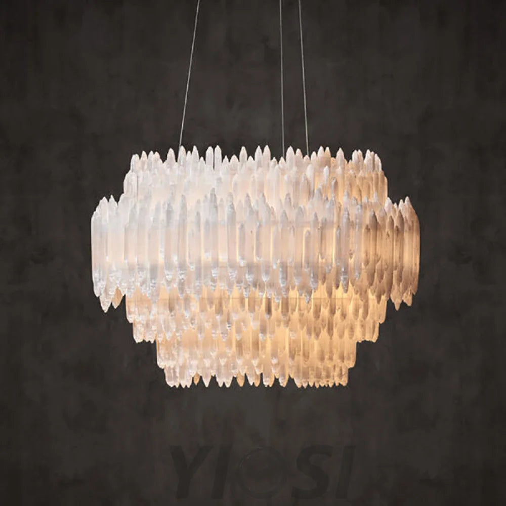 Art Selenite Layer Round Chandelier Chandelier