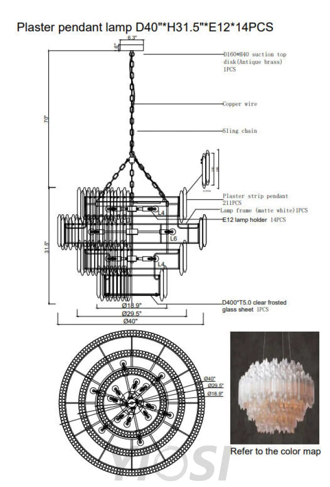 Art Selenite Layer Round Chandelier Chandelier