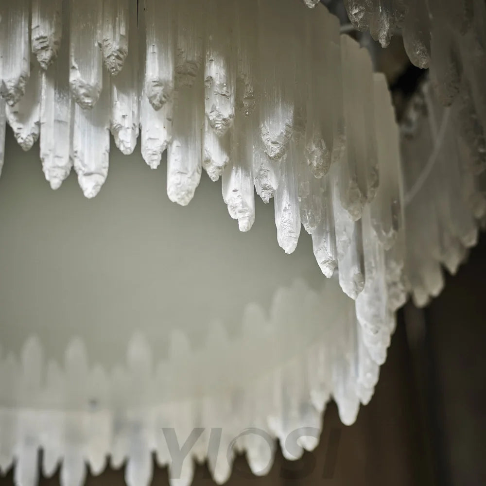 Art Selenite Layer Round Chandelier Chandelier