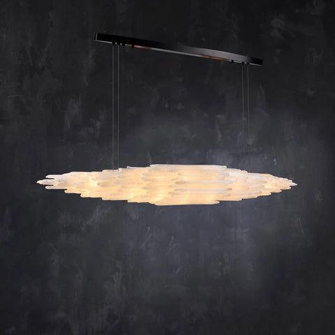 Art Selenite Medium Chandelier Matte Black / 53.9’’ Chandelier