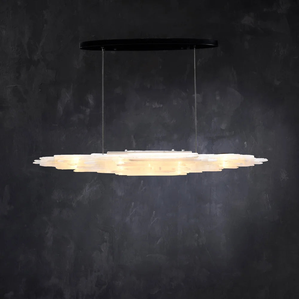 Art Selenite Small Chandelier Matte Black Chandelier