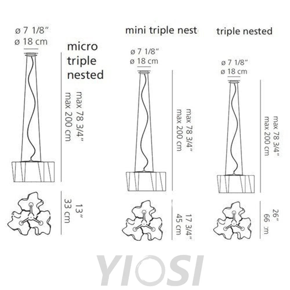 Artemide Logico Triple Nested Pendant -3 Sizes