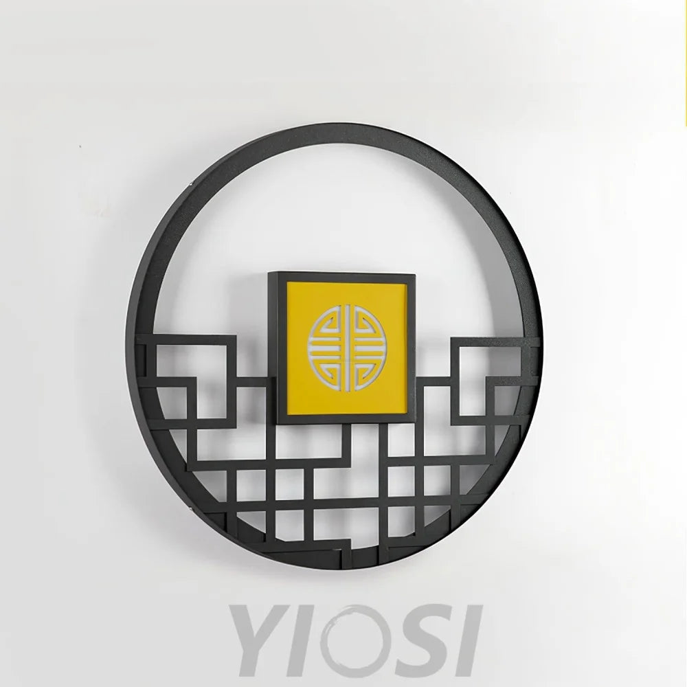 Asian Style Round Garden Wall Sconce - Circle-1-Yiosilamp