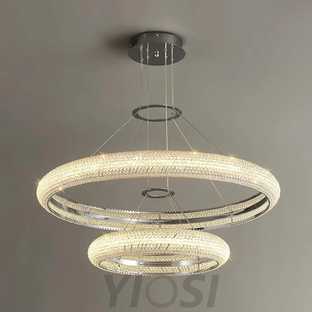 Asscher Ring Chandelier ∅ 17.7″ - Crystals-1-Yiosilamp