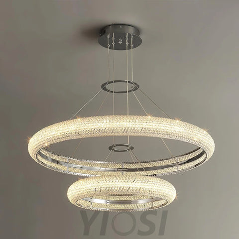 Asscher Ring Chandelier ∅ 17.7″ - Crystals-1-Yiosilamp