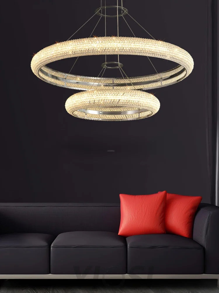 Asscher Ring Chandelier ∅ 17.7″ - Crystals-1-Yiosilamp