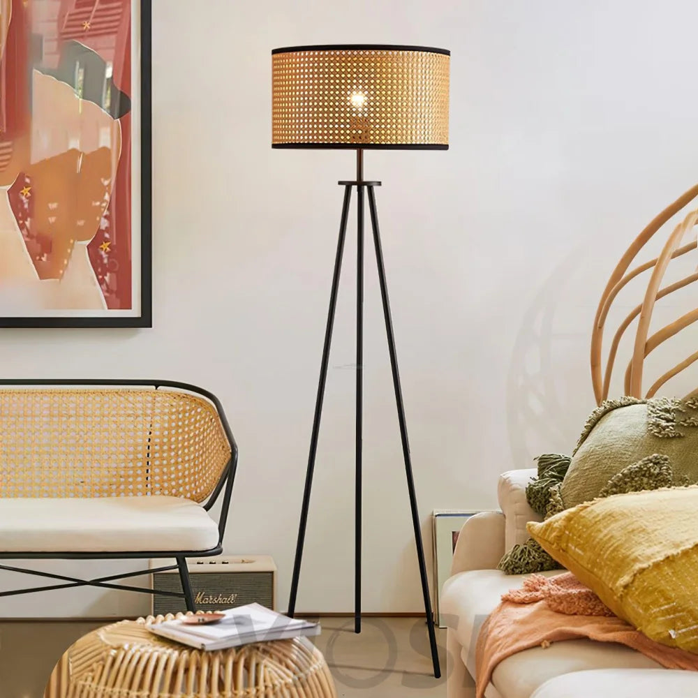 Aubrey Floor Lamp  ∅ 16.5″ Rattan - Rattan-1-Yiosilamp