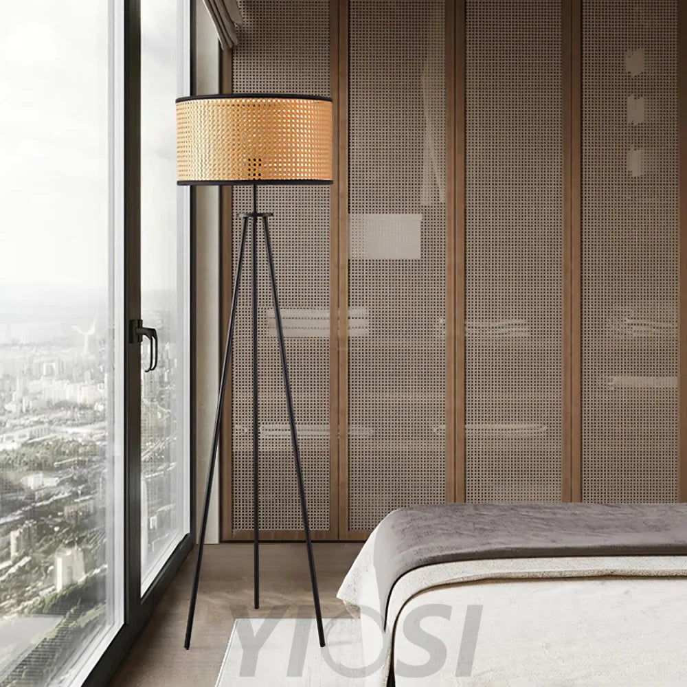 Aubrey Floor Lamp  ∅ 16.5″ Rattan - Rattan-1-Yiosilamp