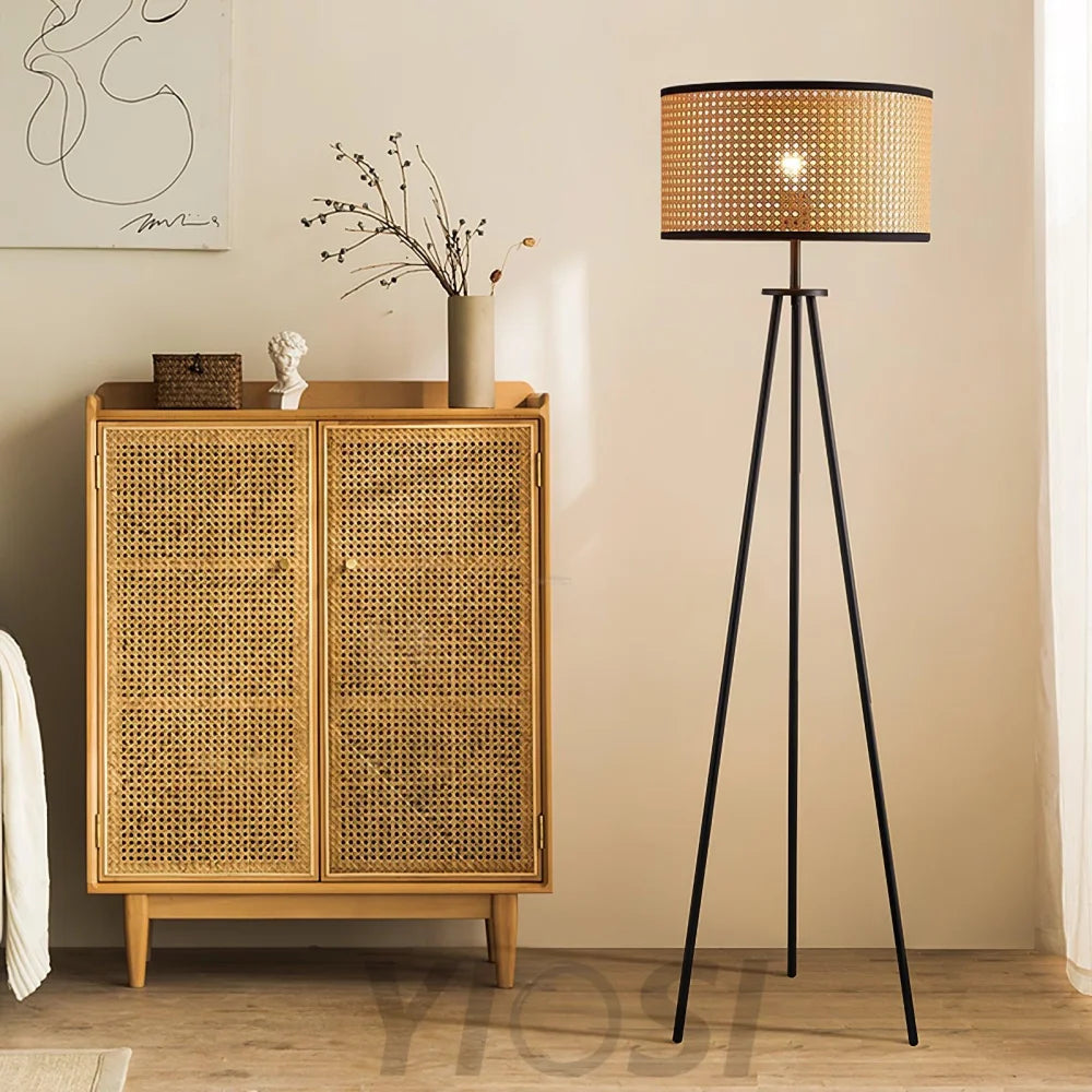 Aubrey Floor Lamp  ∅ 16.5″ Rattan - Rattan-1-Yiosilamp