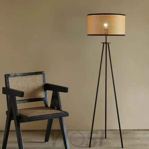 Aubrey Floor Lamp  ∅ 16.5″ Rattan - Rattan-1-Yiosilamp