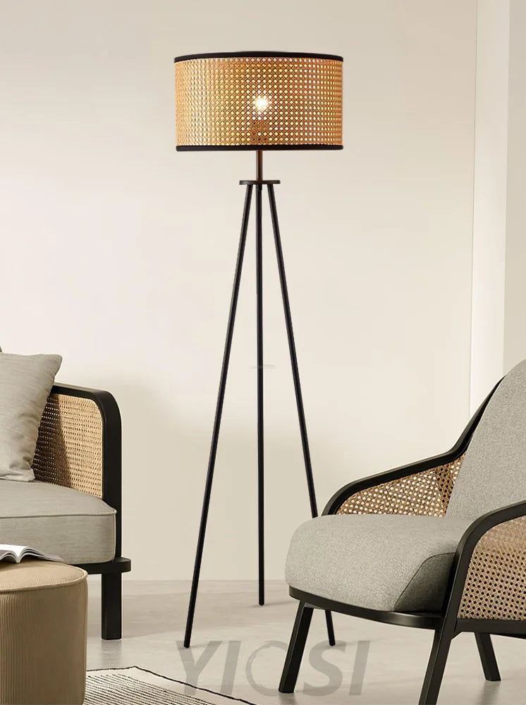 Aubrey Floor Lamp  ∅ 16.5″ Rattan - Rattan-1-Yiosilamp