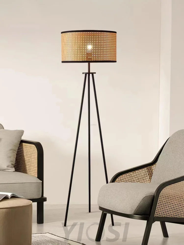 Aubrey Floor Lamp  ∅ 16.5″ Rattan - Rattan-1-Yiosilamp