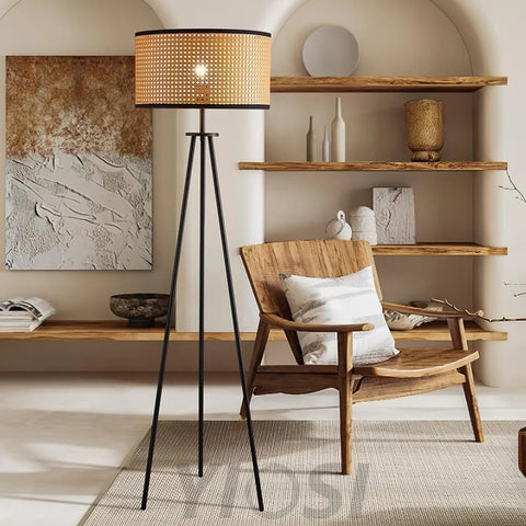 Aubrey Floor Lamp  ∅ 16.5″ Rattan - Rattan-1-Yiosilamp