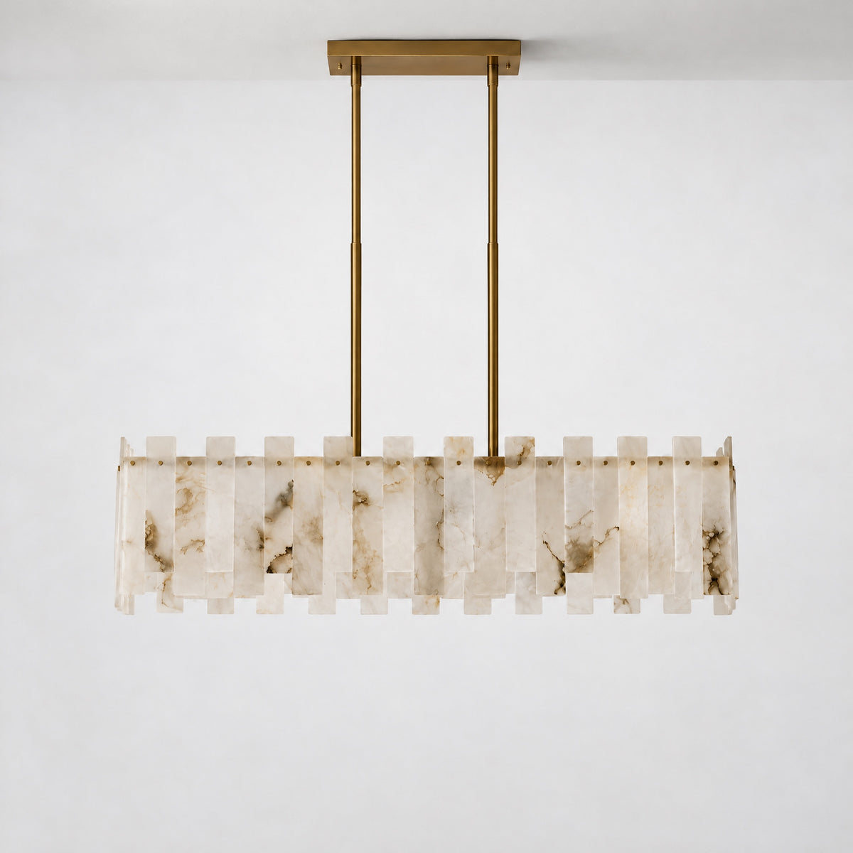 Aurelia Alabaster Linear Chandelier – lights off