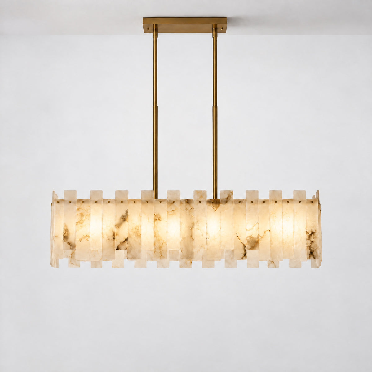 Aurelia Alabaster Linear Chandelier – lights on