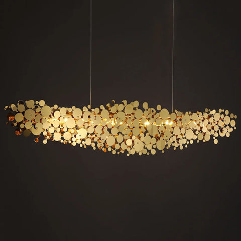 Aurora Stainless Steel Disk Chandelier 47.2’’ L / Gold Custom