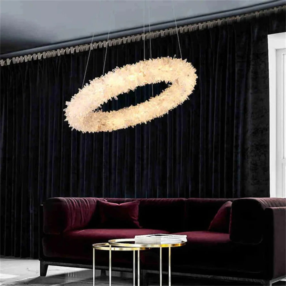 Ava Modern Rock Crystal Round Chandelier