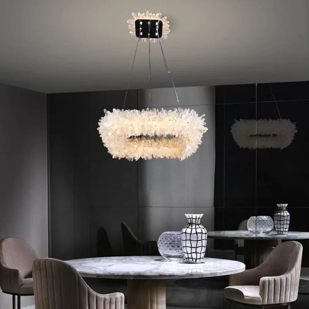 Ava Modern Rock Crystal Square Chandelier