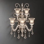 Avelora Clear Twisted Glass 5-Light Wall Sconce 26.8" on a dark olive wall
