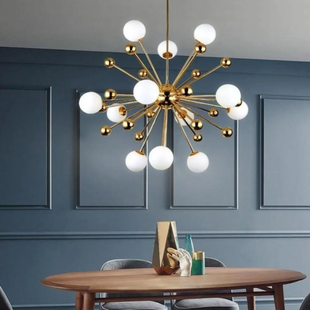 chandelier over dining table