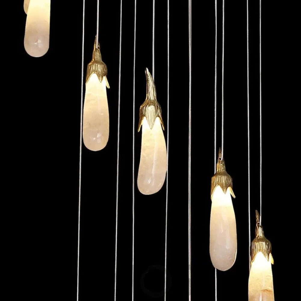 Aydan Modern Rock Crystal Eggplant Chandelier