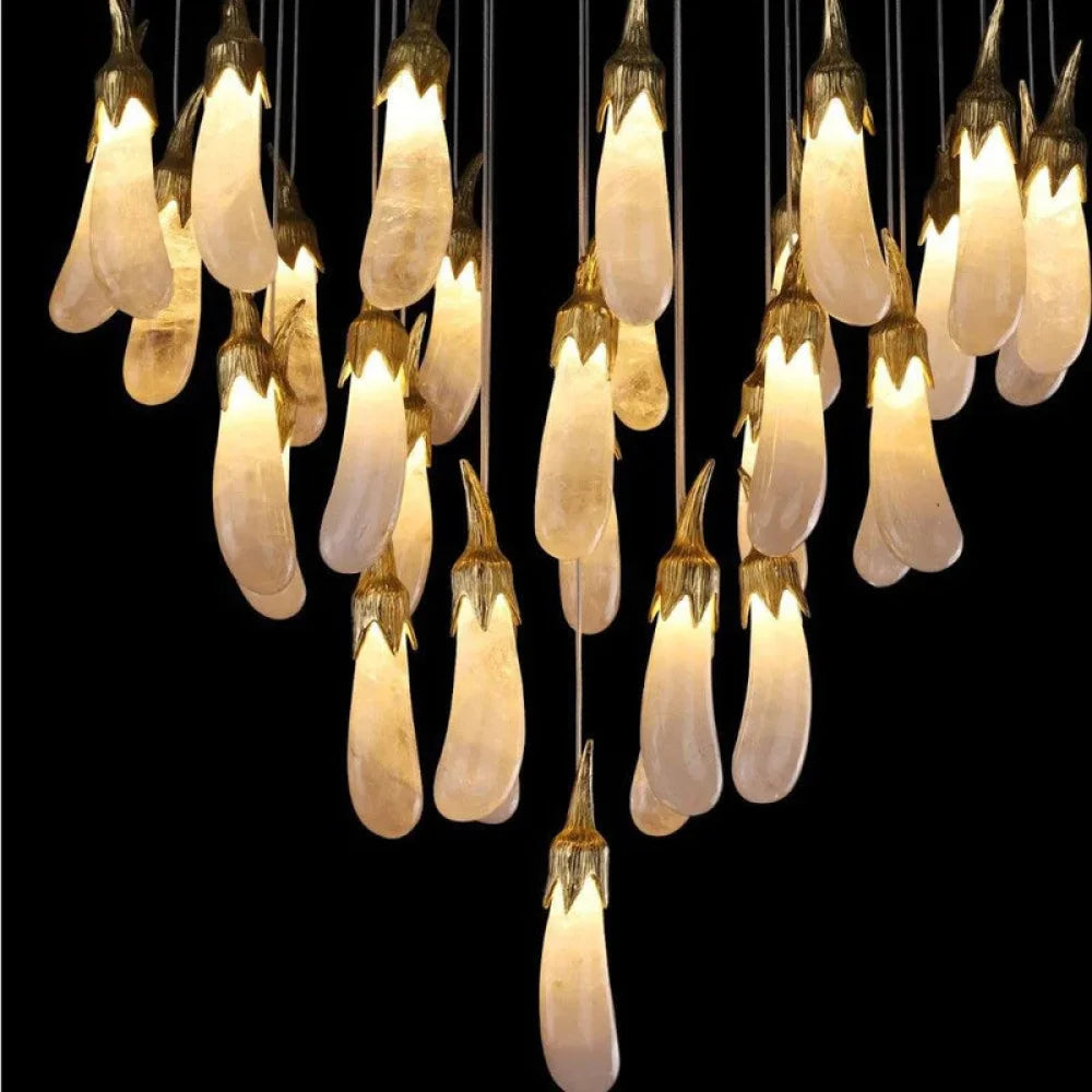 Aydan Modern Rock Crystal Eggplant Chandelier 36 Lights