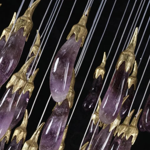 Aydan Modern Rock Crystal Eggplant Chandelier