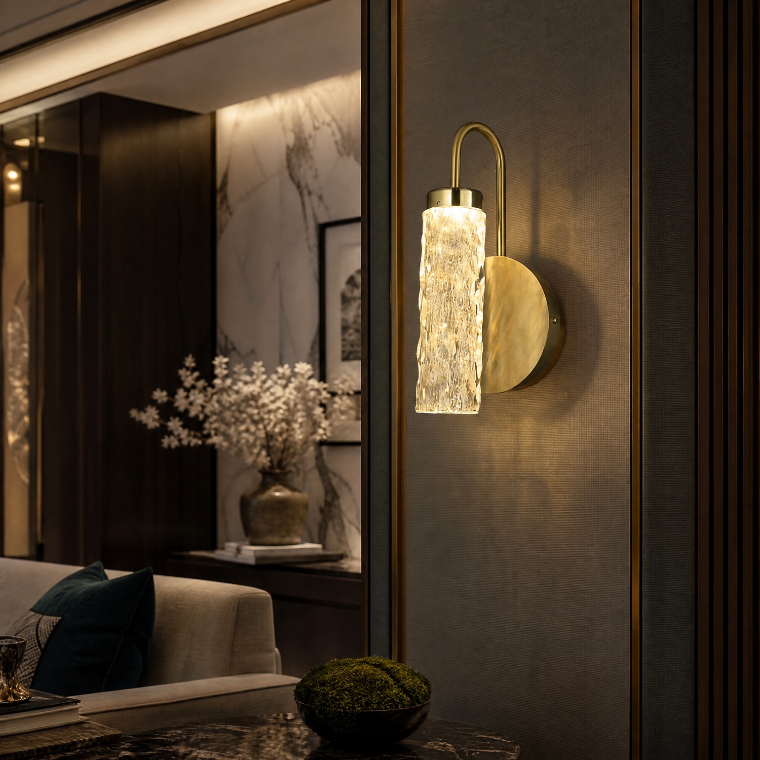 Bamboo Zen Modern Crystal Wall Sconce - scene