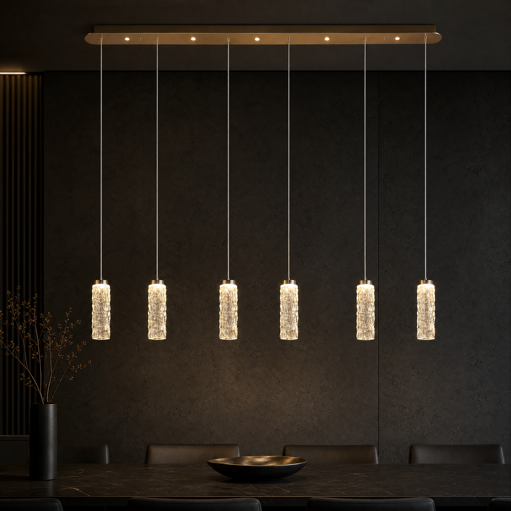 Bamboo Zen Modern Linear Dining Pendant Light - main