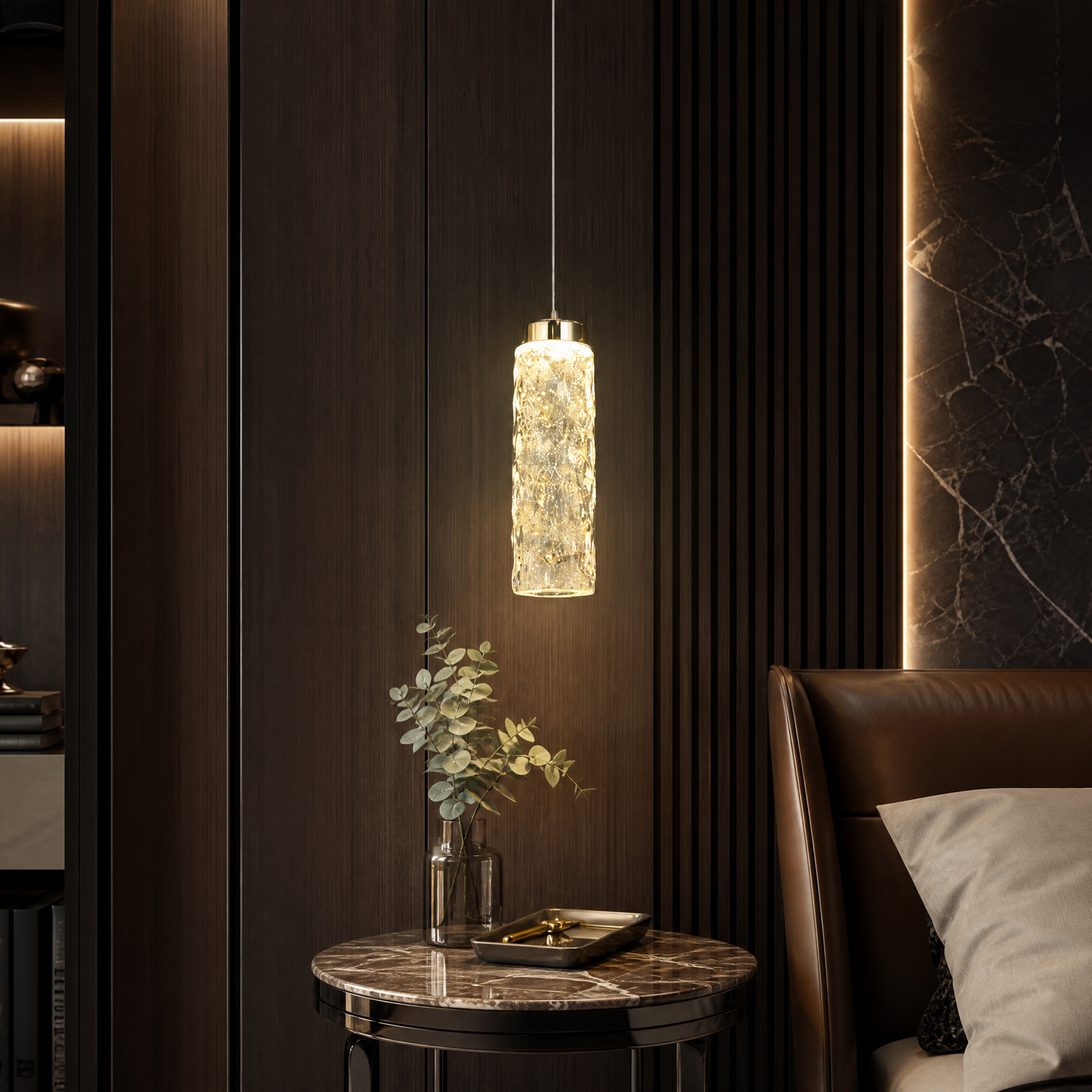 Bamboo Zen Modern Sculptural Pendant Light - scene