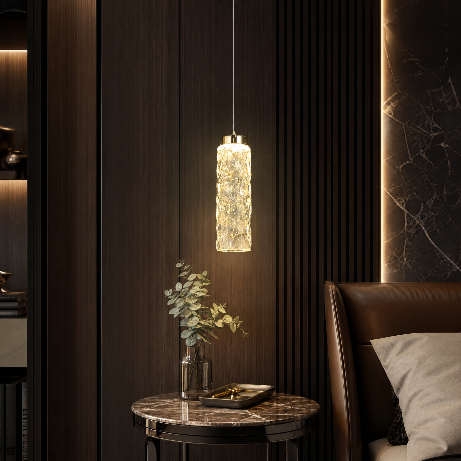 Bamboo Zen Modern Sculptural Pendant Light - scene