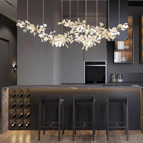 Bar Area Gingko Linear Chandelier Island Branch