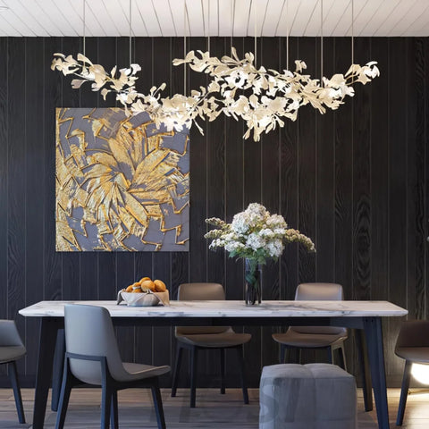 Bar Area Gingko Linear Chandelier Island Branch