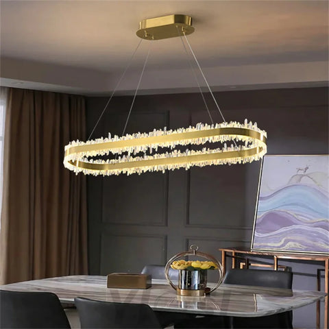 Barry Modern Rock Crystal Oval Chandelier