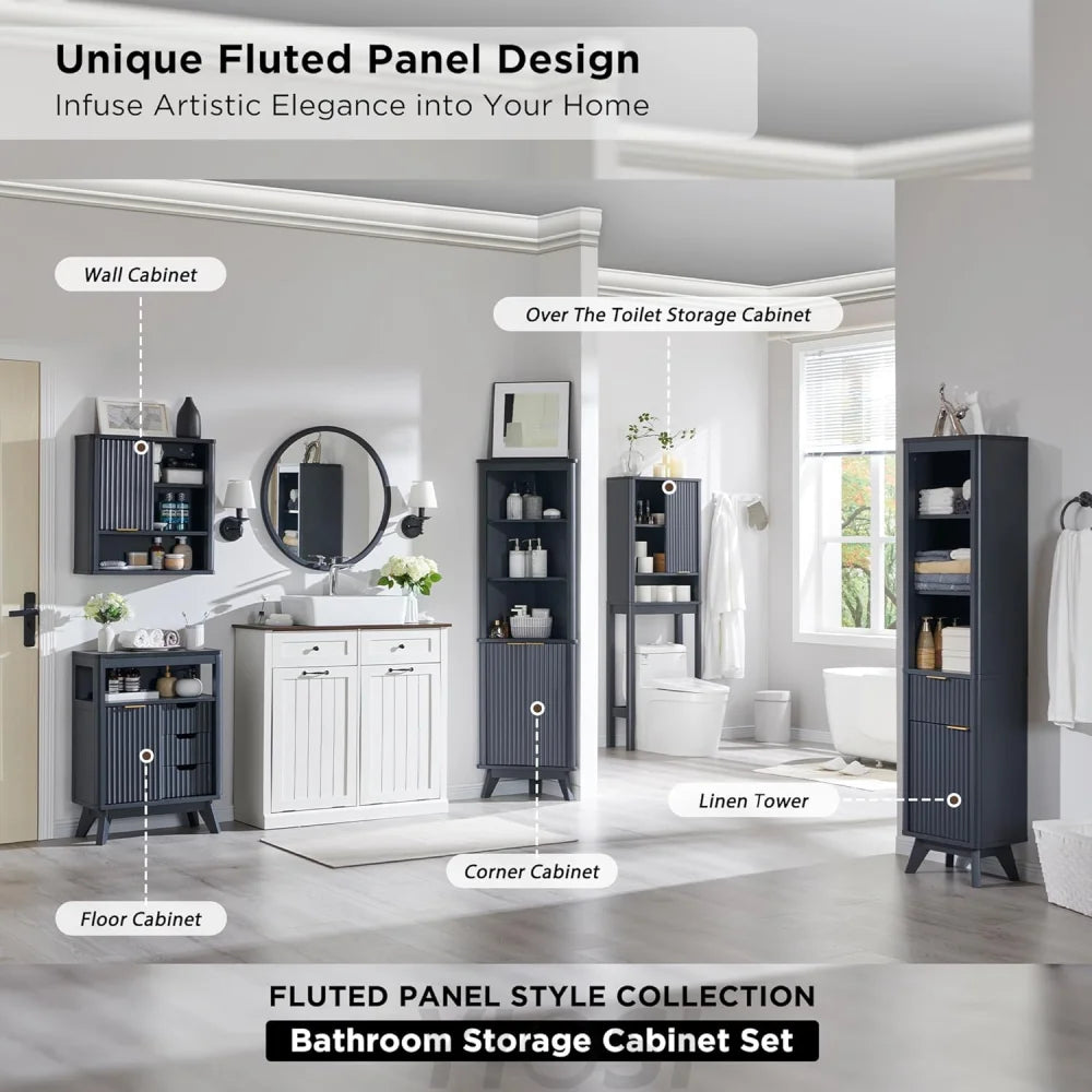 RedLemon Bathroom Wall Cabinet with Fluted Door and Adjustable Shelf