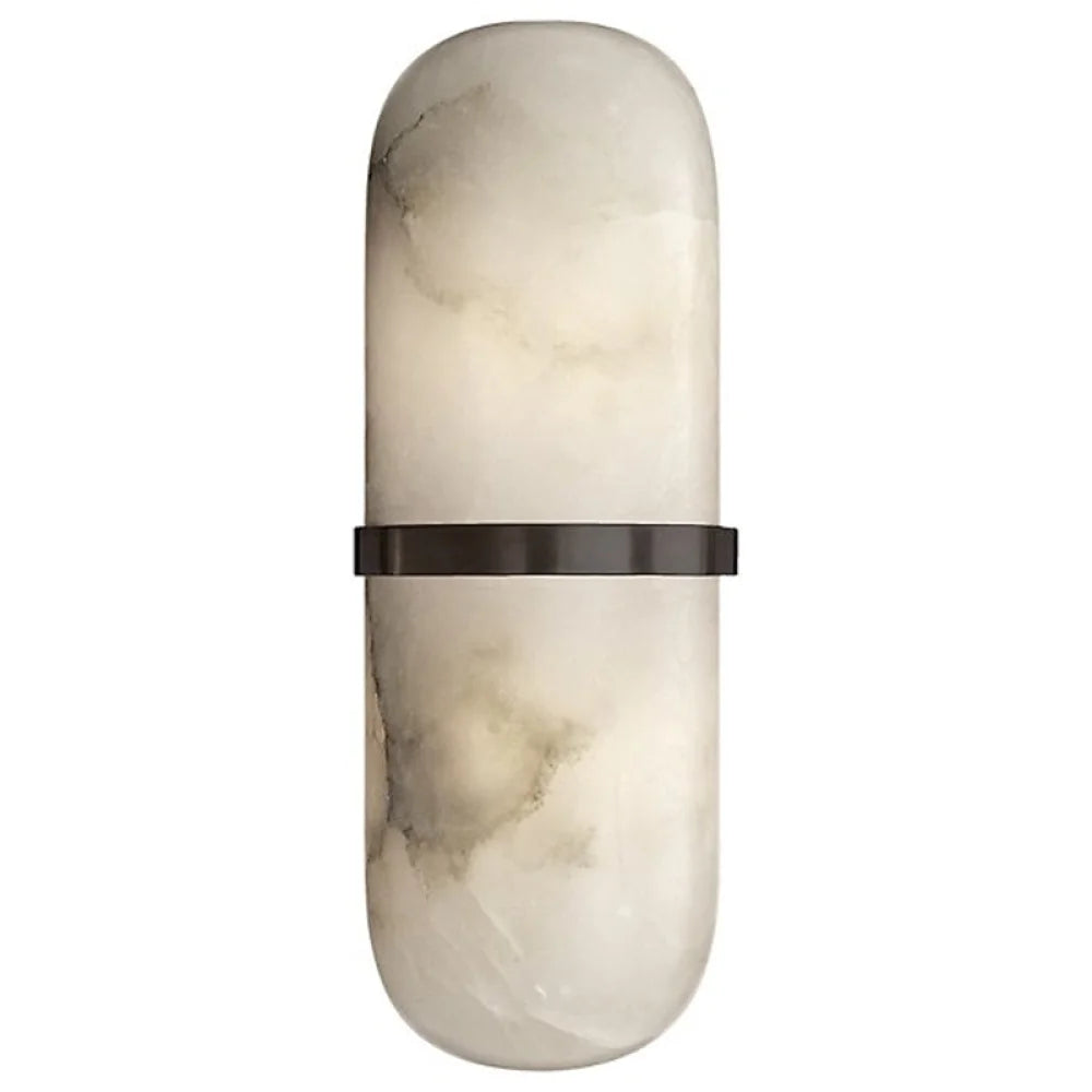 Becky Melange Alabaster Pill Form Wall Sconce Black Light Fixtures