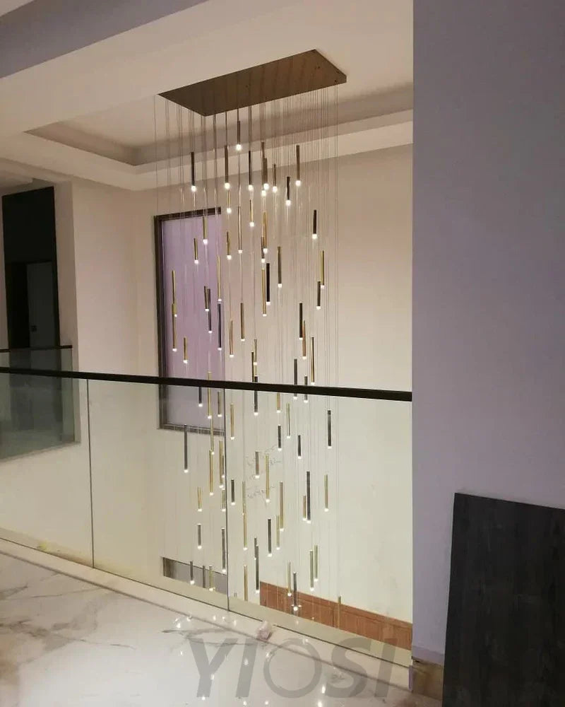 Bellini Rectangular Tri-Tone Tubular Chandelier - -1-Yiosilamp