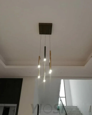 Bellini Rectangular Tri-Tone Tubular Chandelier - -1-Yiosilamp