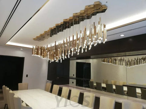 Bellini Rectangular Tri-Tone Tubular Chandelier - -1-Yiosilamp
