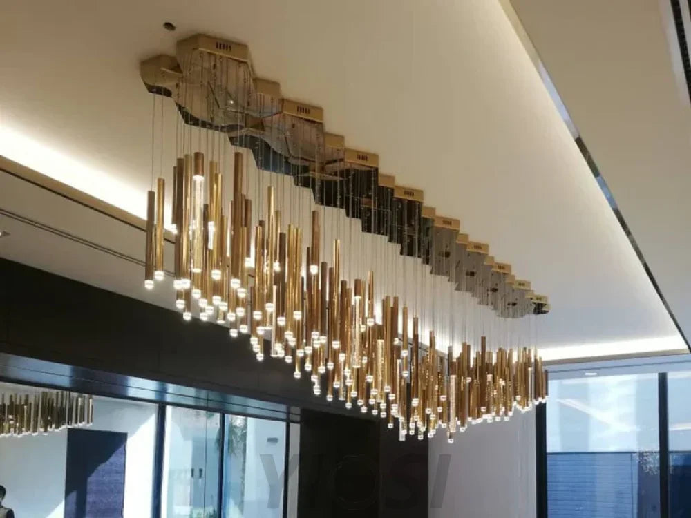 Bellini Rectangular Tri-Tone Tubular Chandelier - -1-Yiosilamp