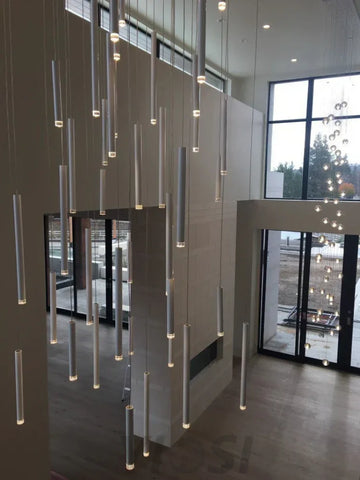Bellini Rectangular Tri-Tone Tubular Chandelier - -1-Yiosilamp