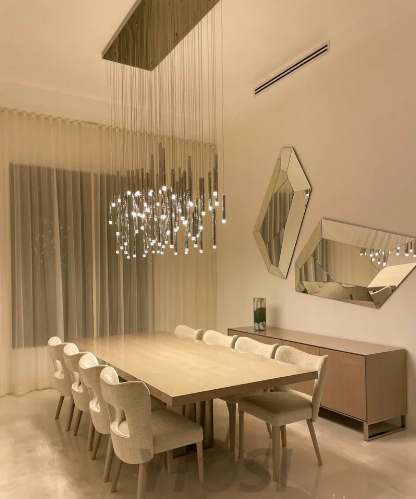 Bellini Rectangular Tri-Tone Tubular Chandelier - -1-Yiosilamp