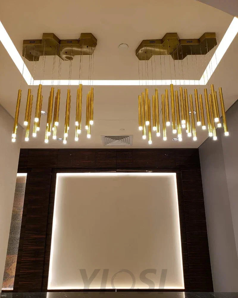 Bellini Rectangular Tri-Tone Tubular Chandelier - -1-Yiosilamp