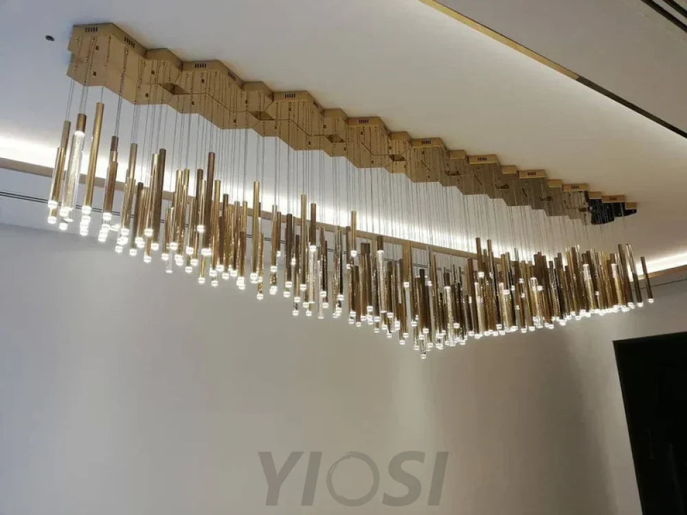 Bellini Rectangular Tri-Tone Tubular Chandelier - -1-Yiosilamp
